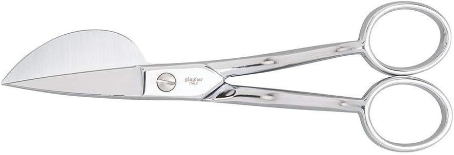 Gingher Applique Scissors - 6" Paddle-Shaped Scissors for Needlework and Rug Making - Silver