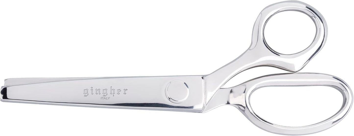 Gingher 7.5" Pinking Shears Scissors, Zigzag Blades for Ravel-Resistant Decorative Edges, Sawtooth Blades to Reduce Fraying for Fabric Cutting and Embroidery, Stainless Steel Chrome-over-Nickel Finish