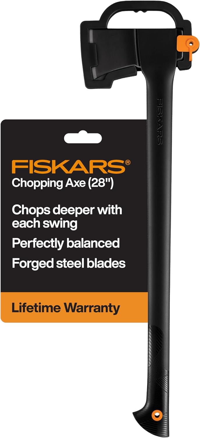 Fiskars 28" Chopping Axe, Ultra-Sharp Blade for Kindling with Ease, Weight Balanced, Garden and Outdoor Gear, 3.5 pounds, Black
