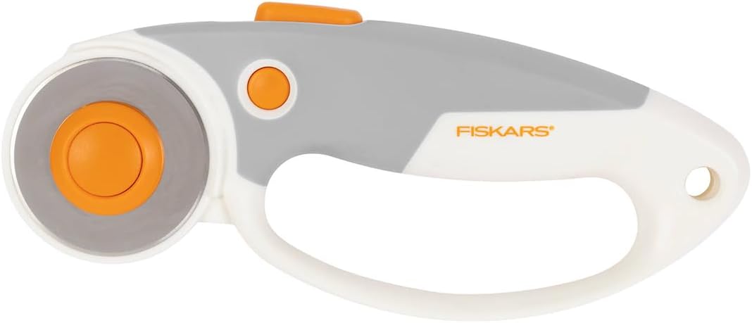 Fiskars Classic 45mm Loop Rotary Cutter for Fabric and Paper - 45mm - Rotary Cutter for Sewing, Arts and Crafts with Comfort Handle - Grey and Orange [packing may slightly vary]