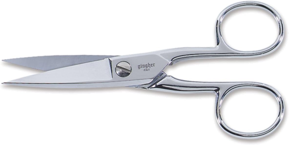 Gingher Craft Scissors with Protective Sheath - 5" Knife Edge Scissors for Fabric, Thread, and Needlework Yarn Cutting - Silver