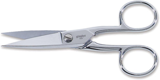 Gingher Craft Scissors with Protective Sheath - 5" Knife Edge Scissors for Fabric, Thread, and Needlework Yarn Cutting - Silver
