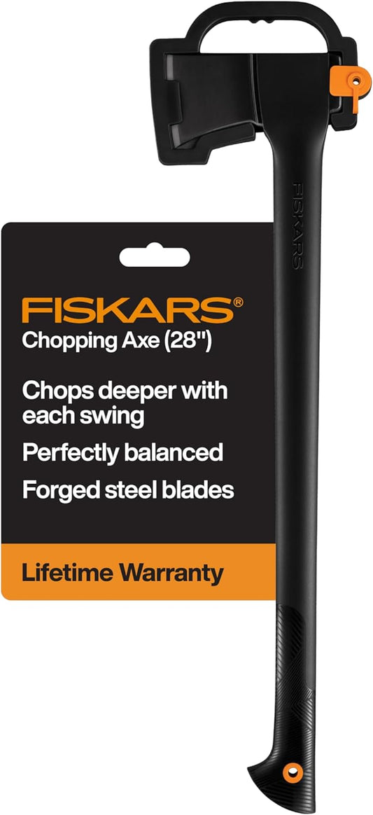 Fiskars 28" Chopping Axe, Ultra-Sharp Blade for Kindling with Ease, Weight Balanced, Garden and Outdoor Gear, 3.5 pounds, Black