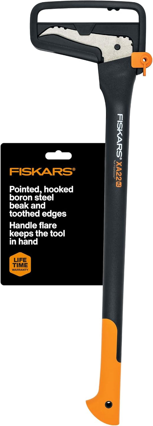 Fiskars 28" Hookaroon Saves Your Back - Lift, Drag, & Load Heavy Rounds of Firewood and Split Wood - Sharp and Lightweight Pick Tool for Logs - Pickaroon Logging Tool - Forestry Tools