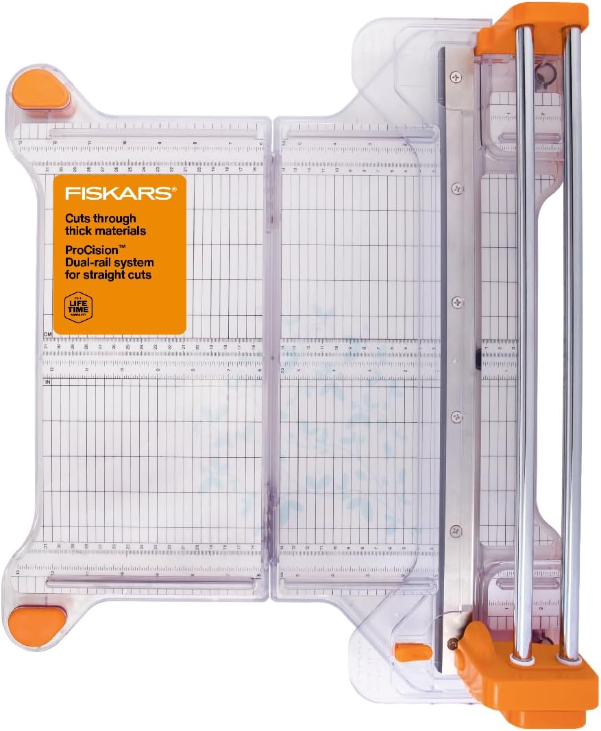 Fiskars ProCision Rotary Bypass Paper Trimmer, 12" Cut Length, Self-Sharpening, Paper Trimmer for Crafting and Scrapbooking, Arts and Crafts Supplies, Photo Cutter