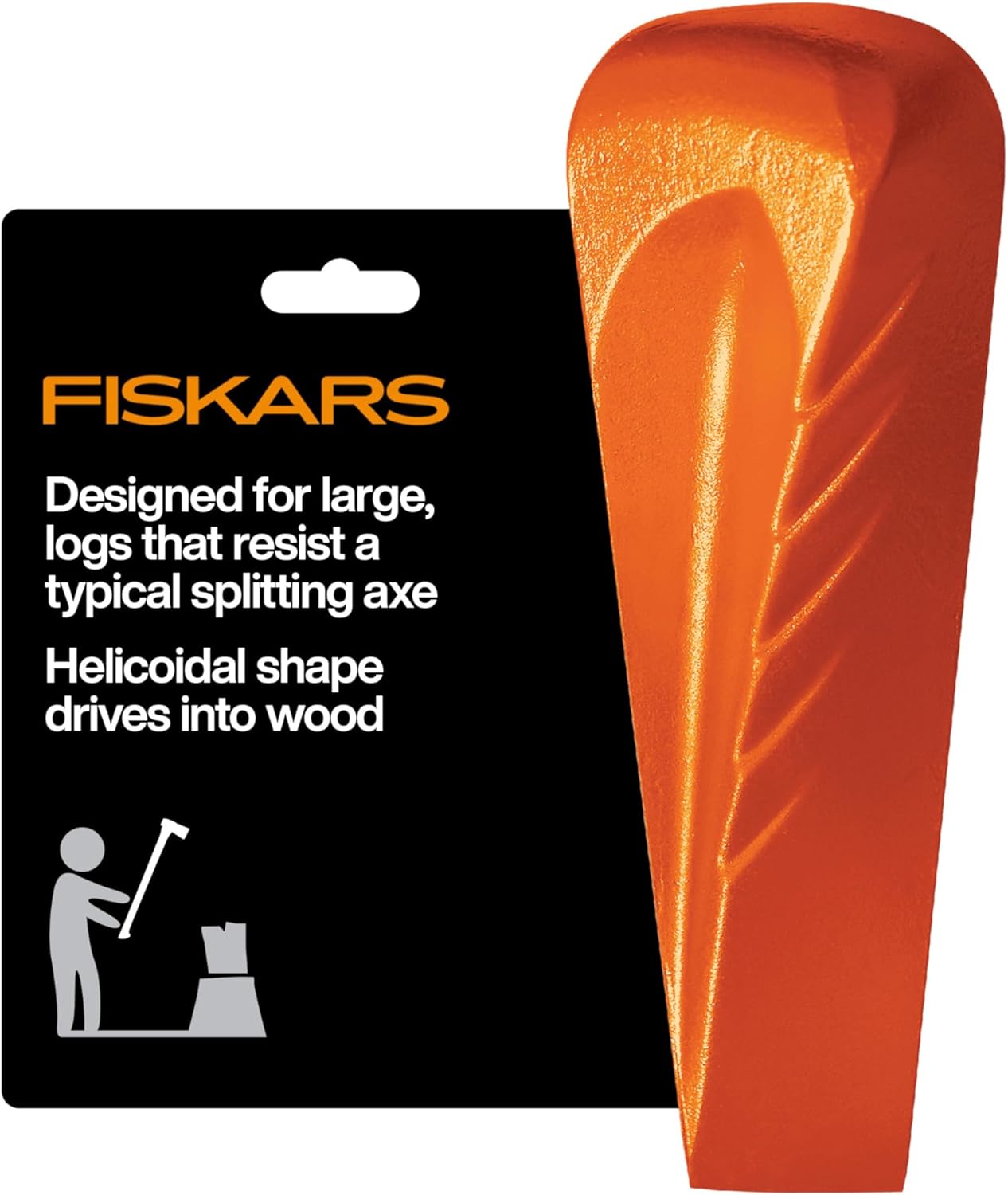 Fiskars Helix Splitting Wedge for Large, Stubborn Logs – Forged Steel Wood Splitting Wedge with Helicoidal Profile, 1.75" x 8.5" x 2.25"