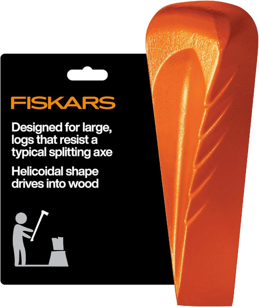 Fiskars Helix Splitting Wedge for Large, Stubborn Logs – Forged Steel Wood Splitting Wedge with Helicoidal Profile, 1.75" x 8.5" x 2.25"
