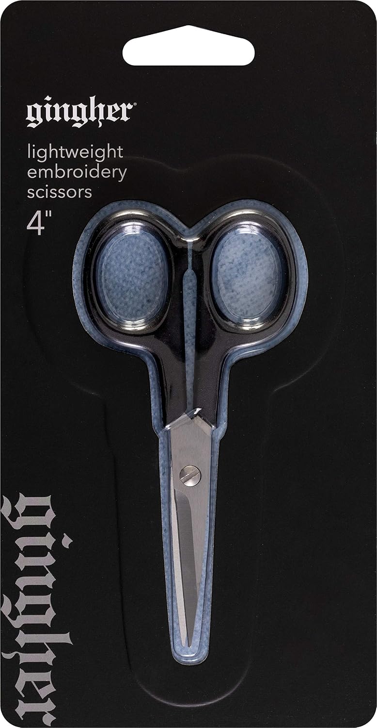 Fiskars Gingher 01-005102 Lightweight Embroidery Scissors, 4-Inch , Black