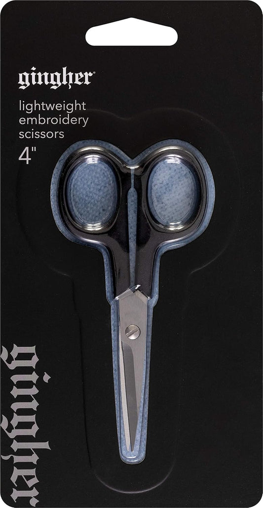 Fiskars Gingher 01-005102 Lightweight Embroidery Scissors, 4-Inch , Black