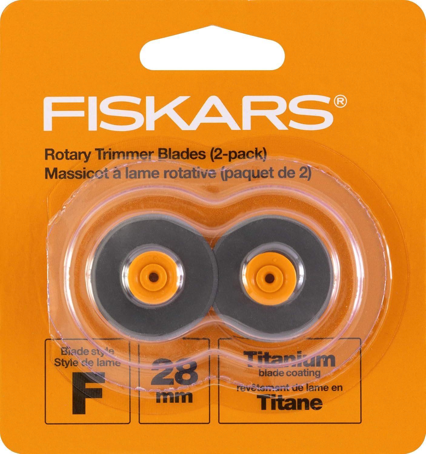 Fiskars 28mm Replacement Titanium Rotary Cutter Blades (2-Pack) - Style F - Compatible with Fiskars 28mm Rotary Paper Cutters